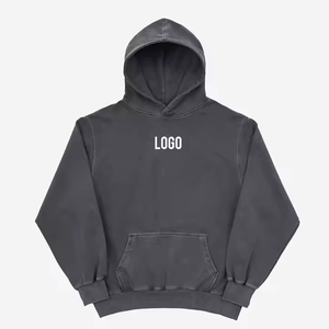 OEM Meilleures ventes Hiver Sweat à capuche oversize vierge, effet vintage délavé à l'acide et aux pigments, bords bruts, 100% Coton, Design personnalisé - Product Image 1