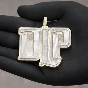 Hip Hop Charms Pendentif En Or Jaune VVS Moissanite Diamant Coupe Ronde Pendentifs Fins pour Homme Argent Sterling 925 - Product Image 3