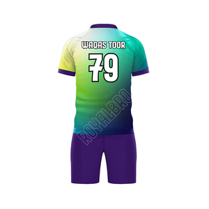 Maillots et shorts de football personnalisés de haute qualité, imprimés par transfert thermique, séchage rapide, 100% polyester, nom et numéros d'équipe personnalisés, coupe-vent - Product Image 2