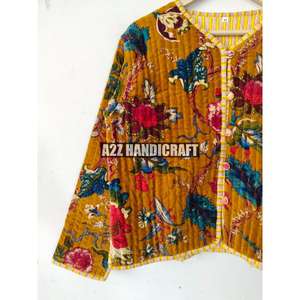 Veste matelassée en velours Femme courte Boho coton fait à la main écologique respirant automne indien Vintage cadeau elle - Product Image 4