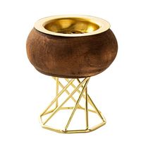 Brûleur d'huiles essentielles élégant en marbre avec couvercle en bois pour la maison et le bureau, diffuseur de parfum d'aromathérapie