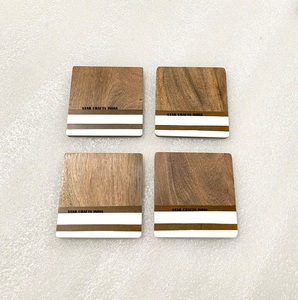 Logo personnalisé de haute qualité en nacre et résine époxy résistant à la chaleur sous-verre cadeau ensemble de 4 pour boire du thé café articles de décoration pour la maison - Product Image 3