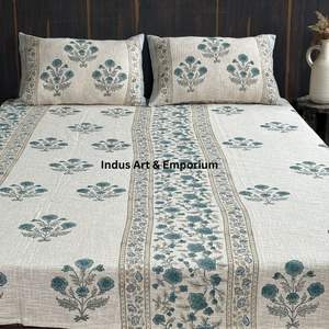 Venta al por mayor de colchas de algodón Handloom Colchas de lino de algodón impresas bloque de mano - Product Image 1