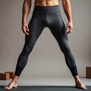 Mallas de Yoga de compresión de cintura alta para hombre, poliéster transpirable de secado rápido para Fitness y entrenamiento - Product Image 1