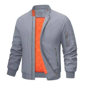 Vente en Gros Couleur Unie Printemps Automne Hommes Bomber Veste Coupe-Vent Bomber Hommes Vestes Vêtements High Street Style Polyester - Product Image 5