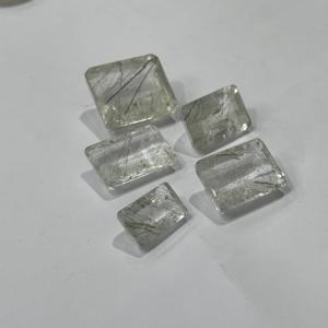 Piedras preciosas de Cuarzo rutilado facetado de tamaño libre Piedras sueltas de Esmeralda negra rutilo natural para joyería - Product Image 5