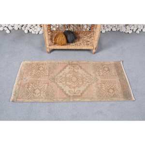 Alfombra de lana Beige Vintage de 1,5x3,2 pies, Alfombra de sala de estar con patrón geométrico de área grande para dormitorio, pasillo, alfombra Rectangular de látex - Product Image 1