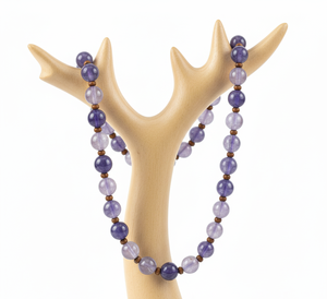 Collier pour femme en argent 925 de haute qualité, 18 pouces, en pierre d'améthyste naturelle, noué à la main, collier de perles tendance - Product Image 1