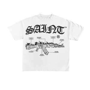 Camiseta Vintage de gran tamaño con estampado de algodón 100% personalizado para hombre, estilo Hip Hop, cuello redondo, peso pesado, longitud corta, impresión Digital - Product Image 5