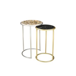 Mesita de Noche Moderna de Lujo, de Metal y Mármol, Ajustable, con Acabado Natural, Colección de Estilo Nuevo Personalizado, para Dormitorio, Sala de Estar - Product Image 2