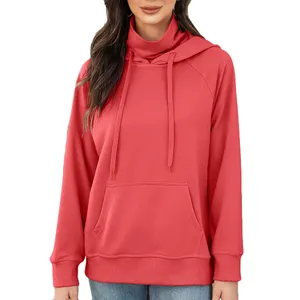 Customizable Women's Cowl Neck Hoodie OEM ODM Hooded Sweatshirts American European Standard Size Lightweight Hoodies For Women