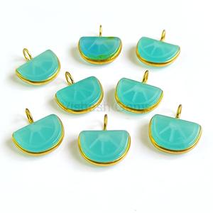 Top qualité Aqua calcédoine Melon forme en argent Sterling pierres précieuses breloques sculpture à la main feuille Citrine breloques en vrac bijoux approvisionnement - Product Image 2