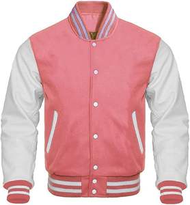 Vestes d'université sportives élégantes pour hommes femmes jeunes patchs personnalisés avec broderie corps en laine avec manches en PU col montant OEM disponible - Product Image 1