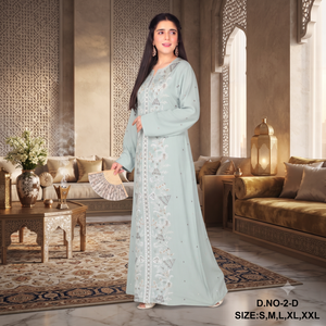 Luxury <b>White</b> Embroidered Farasha Kaftan Dress | Dubai Style Modest <b>Maxi</b> Abaya for Women - Product Image 4