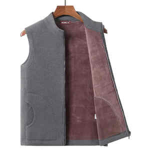 Chaleco con cremallera para uso en calor de otoño para hombres mayores, ventas al por mayor, tamaño europeo ligero, bolsillo de algodón cálido suave a prueba de viento de talla grande - Product Image 5
