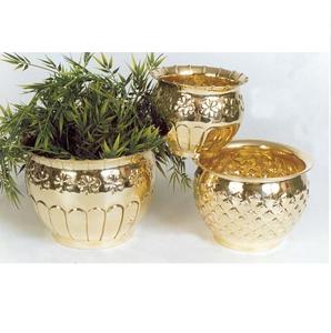 Décoration d'hôtel de luxe, qualité durable, finition dorée, jardinières en métal, grandes jardinières, lot de 3 - Product Image 1