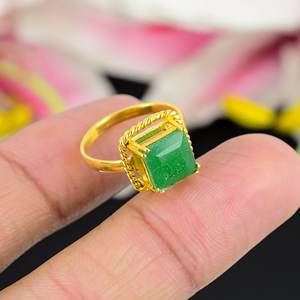 Anillo de Aventurina verde cuadrado de Plata de Ley 925 para mujer, joyería fina con perla de diamante para bodas, fiestas, fábrica directa - Product Image 3