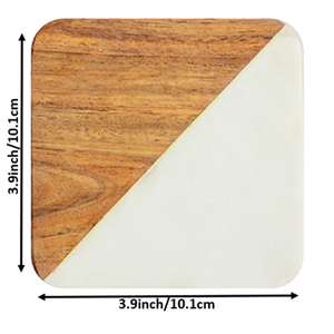 Sous-verres carrés en marbre pour la cuisine Nouveau design Ensemble de sous-verres résistants à la chaleur en pierre de bois à double ombre - Product Image 6