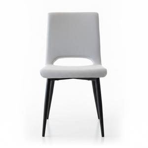 Silla de Comedor Tapizada PASCAL Elite con Respaldo Ergonómico, Asiento de Tela Premium, Patas de Metal Negro Mate, Espacios de Lujo - Product Image 1