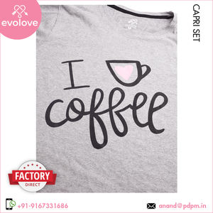 Pyjama Capri bleu pour femme en coton doux lavé biologique de qualité optimale Robe de nuit à demi-manches pour les vêtements de nuit d'été Prix du marché - Product Image 4