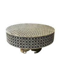 Table basse moderne en os incrusté, design élégant, durable, faite à la main, noir et blanc, pour salon, intérieur, vente exclusive