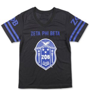 ZPB Football Jersey Tee 100% Polyester Zeta Phi Beta T-shirt Noir Équipe Logo Imprimer Avant Dos Manches Respirant Manches Courtes - Product Image 1