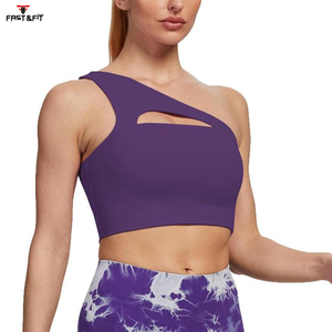 Popular ligero Yoga Plus Size Crop Top Sujetador deportivo con logotipo frontal High Support Four-Way Stretch para damas - Product Image 2