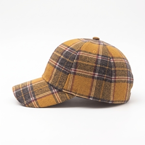 Casquette de baseball unisexe à carreaux, 6 panneaux, en flanelle, ajustable, décontractée, avec contraste de couleurs, motif jaune, marron, gris, taille adulte - Product Image 2