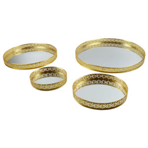 Plateau design Plateau de miroir de maquillage décoratif pour la maison avec finition peinte en marron Plateau de bibelots élégant pour l'affichage de bijoux - Product Image 3