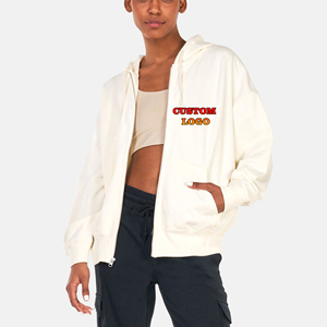 OEM/ODM 100% algodón señoras cremallera Sudadera con capucha de peso pesado 400GSM Boxy Fit personalizado serigrafiado logotipo streetwear sudaderas con capucha de las mujeres - Product Image 3