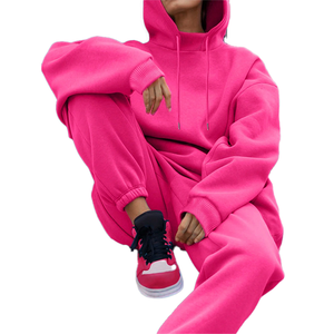 Sudadera con capucha y forro térmico para hombre, conjunto de pantalones de chándal, chándal de lana cálido, informal, Otoño Invierno - Product Image 1