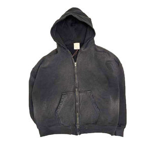 Sweat à capuche surdimensionné pour homme avec logo brodé personnalisé, vintage, tissu tissé 380 GSM, imprimé, tricoté, uni, teint, hiver - Product Image 5