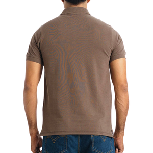 Classique 100% coton à manches courtes pour chemise confortable élégant motif solide tissu tricoté brun foncé vêtements de tous les jours compressé - Product Image 3