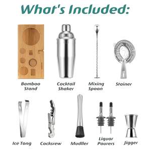 Outil de barre de mixologie avec Martini Shaker Jigger Muddler Cuillère à mélanger Tire-bouchon pour la maison Barware - Product Image 3