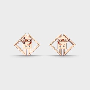 Rose Gold Geometric <b>Stud</b> <b>Earrings</b> for Women | Square CZ Diamond <b>Earrings</b> Luxury Minimalist Fashion Jewelry - Product Image 2