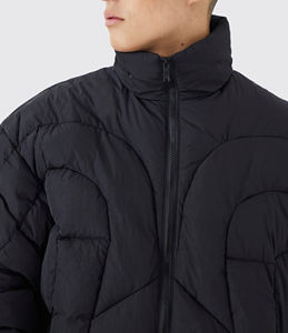 Chaqueta Acolchada para Hombre de Alta Calidad OEM, Cálida para Invierno, Talla Grande, Cierre Completo, Relleno de Algodón, Lona, Frente Alto, Impermeable para Exteriores - Product Image 2