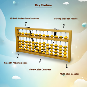 Ábaco Profesional de Madera de 13 Varillas con Cuentas Lisas para el Aprendizaje de Matemáticas y el Desarrollo de Habilidades para Niños y Estudiantes - Product Image 4