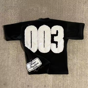 100% Cotton Custom Logo T-Shirt Embroidery Patch Oversized Boxy Tee for Men/Women Casual Solid Pattern Loose Silk <b>Screen</b> <b>Washed</b> - Product Image 5