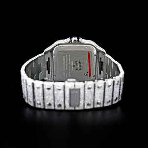 High Quality Luxury Moissanite Diamond Watch VVS Clarity Square Stainless Steel Mechanical Leather Gift for Proposals Exported - Product Image 3