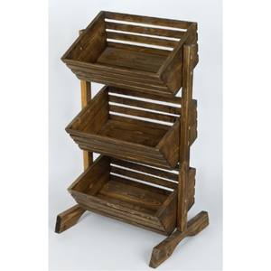 Plateau à étages en bois écologique en gros, organisateur de fruits, support à gâteau en métal et en bois |   Étagère de rangement pour pain et en-cas |   Plateau de service - Product Image 5