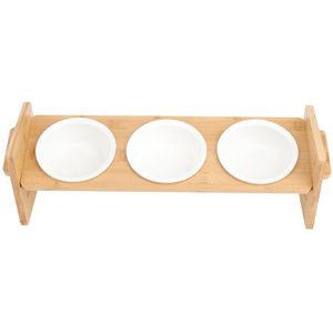 ที่ให้อาหารสัตว์เลี้ยงแบบสองช่อง XWOOD ทำจากไม้สนธรรมชาติ พร้อมขาตั้งยกสูงสำหรับใช้ในชีวิตประจำวัน รุ่น FT15 - Product Image 1