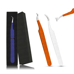 Logotipo personalizado y pinzas de pestañas de embalaje de acero inoxidable utilizable con tensión ligera para capas gruesas y delgadas - Product Image 4