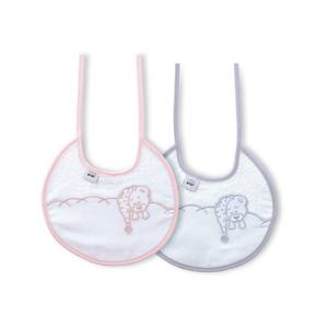 Lot de 2 bavoirs en tissu 100% coton gris et rose pour bébés et enfants - Product Image 1