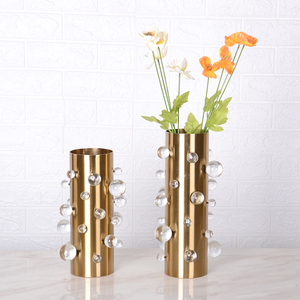 Luxury Brass Floor Flower Vase <b>Crystal</b> Beads Handmade Eco-friendly Modern Design Customizable Colors High Quality Home Decor - Product Image 1