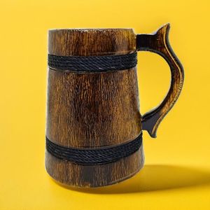 Chope à bière en bois de luxe moderne faite à la main avec poignée en bois couleurs et logos personnalisables écologiques pour la maison et le restaurant - Product Image 4