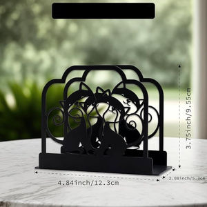 Elegante servilletero con diseño de gato negro, Material de Metal para el hogar y la Oficina, accesorio decorativo, gran oferta - Product Image 2