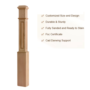 Boîte en chêne rouge Newels Installation facile et élégante avec bois naturel Prix d'usine direct Pièces d'escalier pour escaliers Bacony - Product Image 3