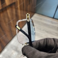 Lunettes de soleil de luxe pour hommes en acier inoxydable avec verres anti-reflets, serties de moissanite couleur D, clarté VVS, effet bleu transparent glacé
