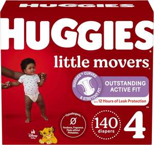 Couches Huggies taille 4, couches pour bébés Little Movers, taille 4 (22-37 lbs), 140 couches (2 paquets de 70) - Product Image 6