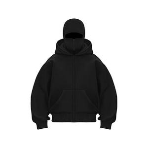 Moda invierno Streetwear personalidad Sudadera con capucha hombres Color sólido doble capa con capucha pulóver sudadera Hip Hop - Product Image 3